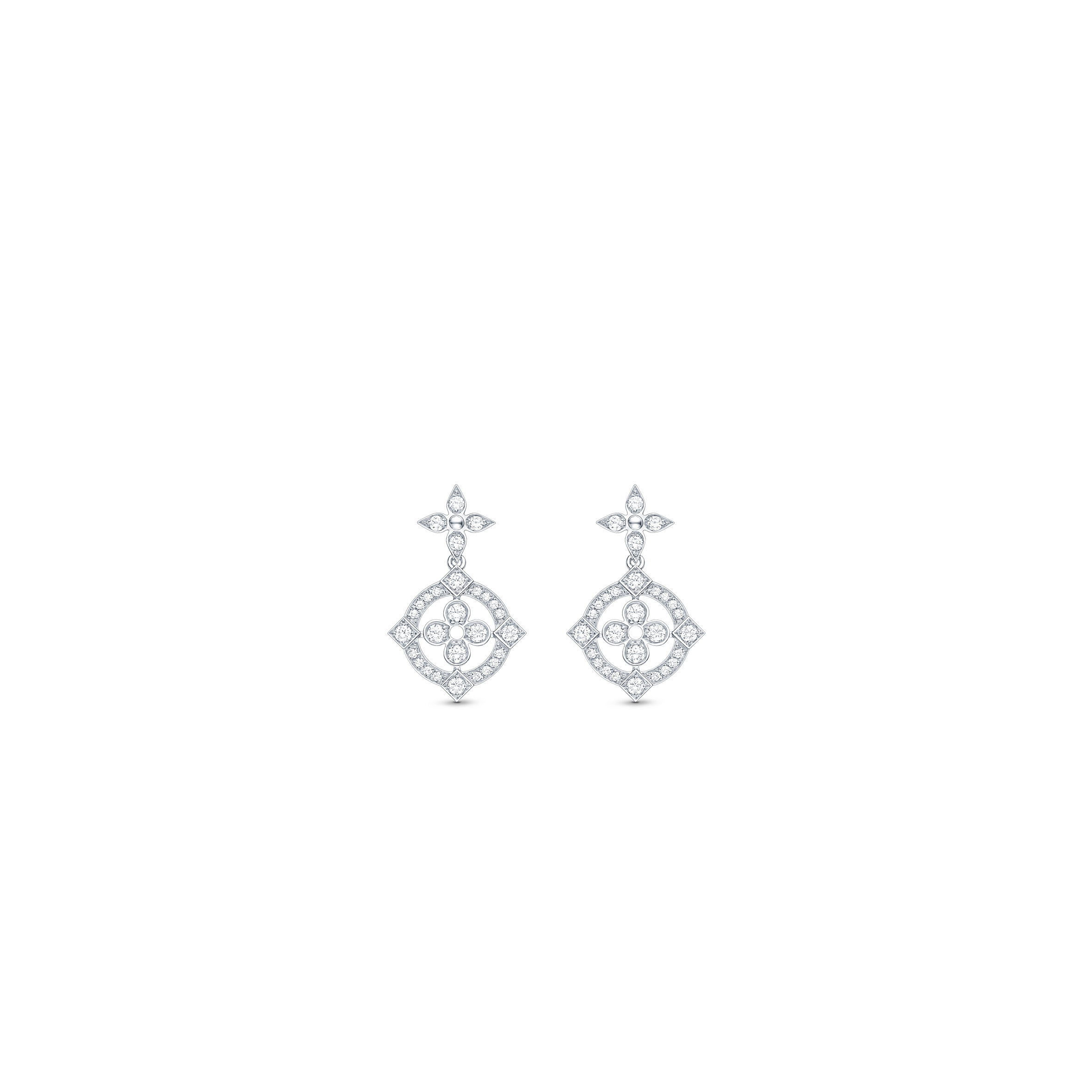 LOUIS VUITTON DENTELLE WHITE GOLD DIAMOND EARRINGS Q96760